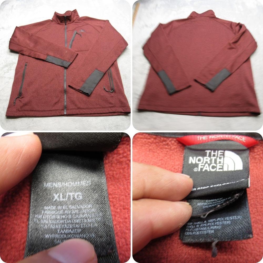 North Face Jacket Men XL Tuscan Red Full Zip Fleece Lightweight The Performance